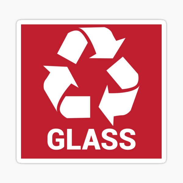 "wheelie bin ! recycle bins ! GLASS ! GLASSES TRASH" Sticker by