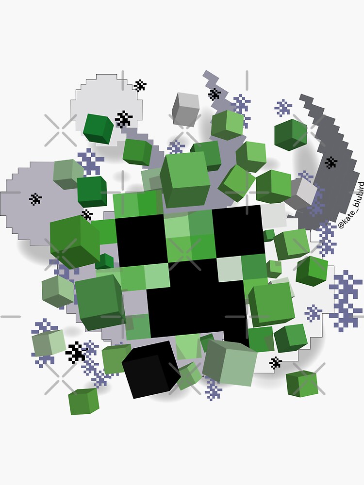"Minecraft exploding Creeper" Sticker for Sale by KateBlubird Redbubble