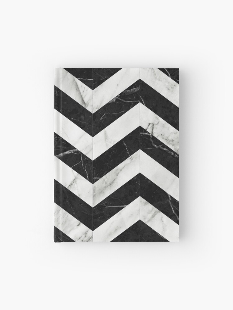 Marble Chevron Pattern 2 - Black and White Coaster by Zoltan Ratko