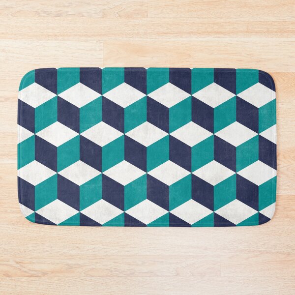 Item preview, Geometric Cube Pattern - Turquoise, White, Blue Concrete designed and sold by Zoltan Ratko.