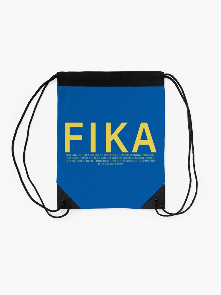 Sac A Cordon Fika Mot Suedois Drole Pour La Pause Cafe Et Discuter Avec Des Amis Par 66latitudenorth Redbubble