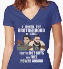 Why I Joined the Brotherhood of Steel Women's Fitted V-Neck T-Shirt