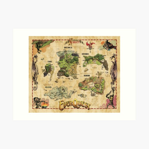 Everquest World of Norrath Map Art Print