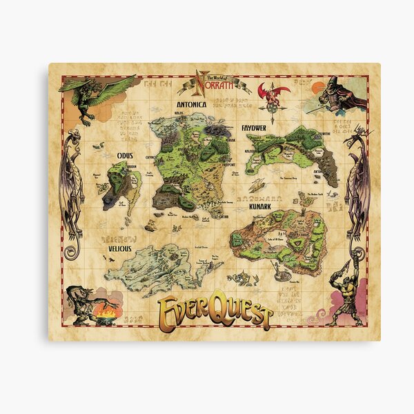 Everquest World of Norrath Karte Leinwanddruck