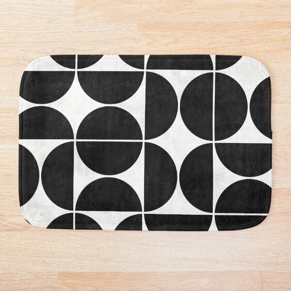 Mid-Century Modern Pattern No.3 - Black and White Concrete Bath Mat