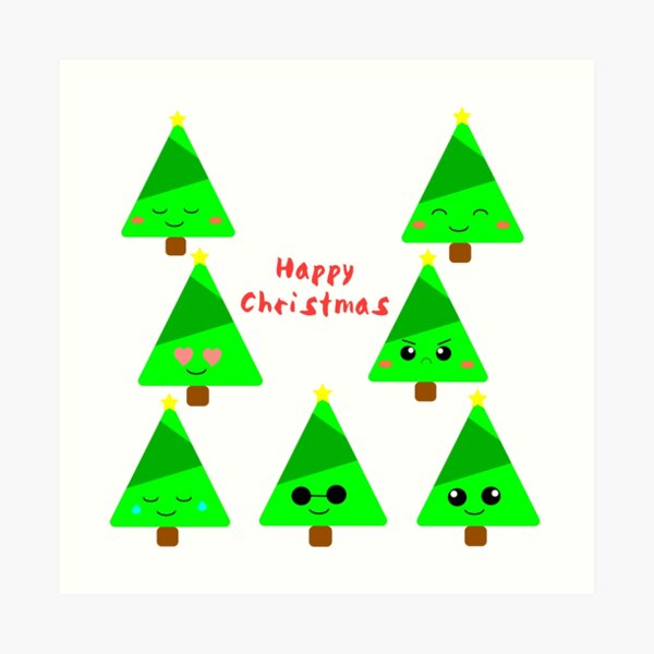 Christmas Tree Emoji Wall Art Redbubble