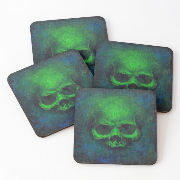 Item preview, Green smoke skull - traditional art designed and sold by Katie Beardmore.