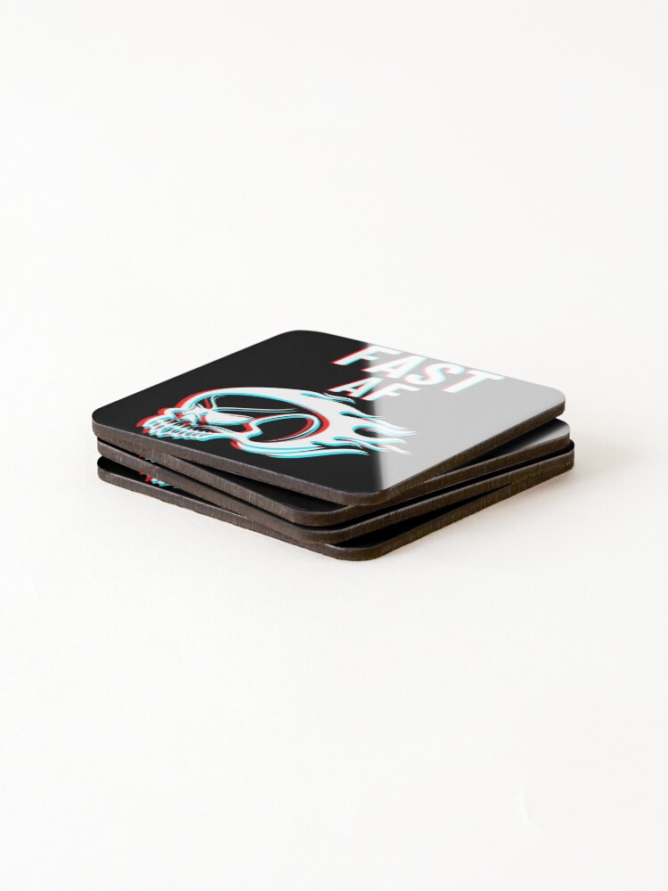 Thumbnail 4 of 5, Coasters (Set of 4), FAST AF (3D effect) designed and sold by RIVEofficial.