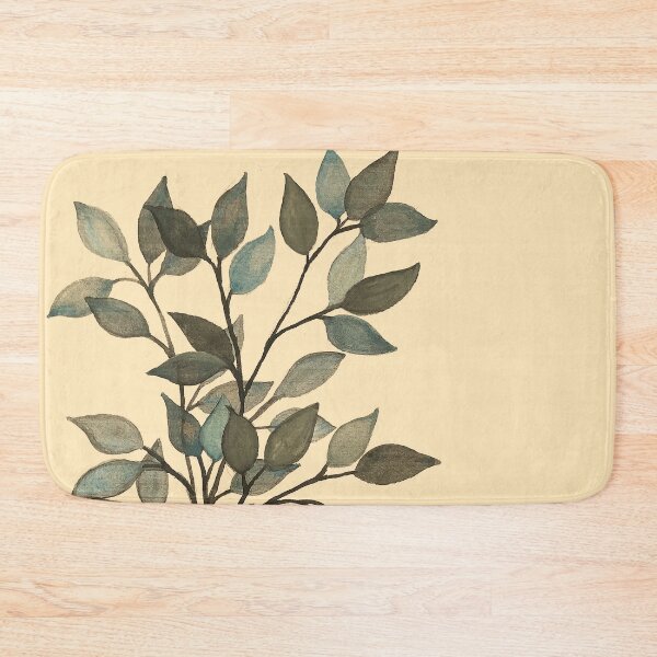Item preview, Leaves branches watercolor painting blue dark yellow  designed and sold by GittaG74.
