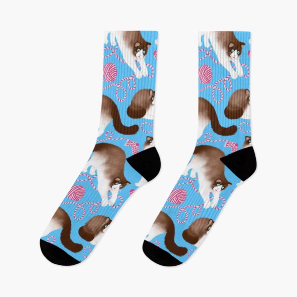 Item preview, Ragdoll Cats and Knitwork (Blue Background) designed and sold by illucalliart.