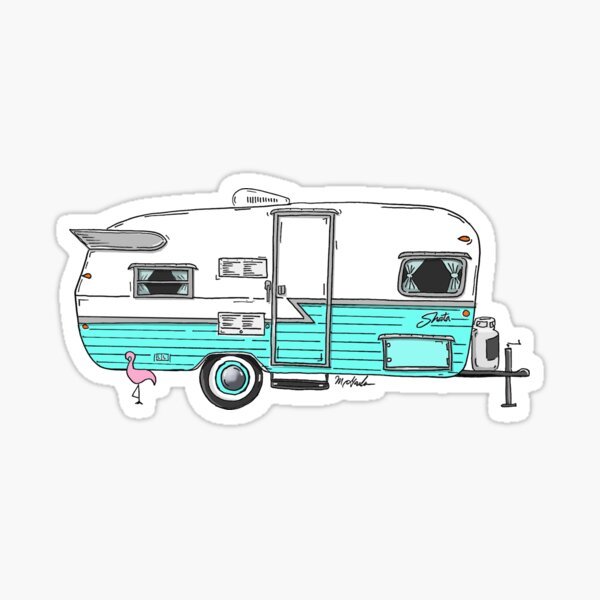 Download Shasta Camper Vintage Rv Old School Blue Sticker By Statepallets Redbubble