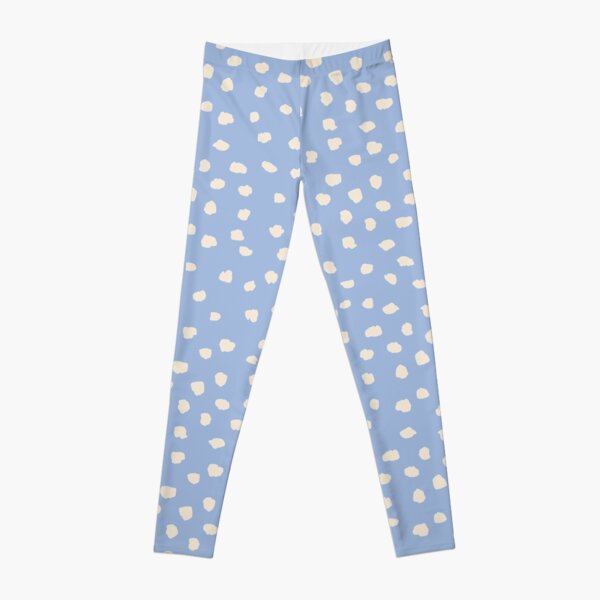 Buttercream Dalmatian Dots on Cerulean Blue Leggings