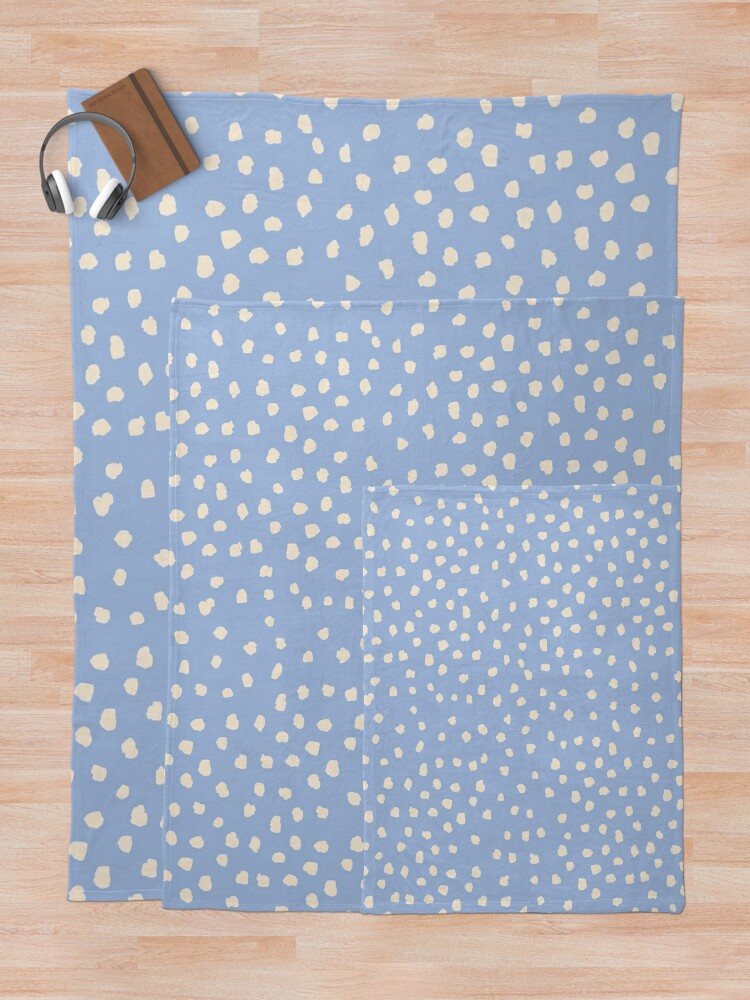 Alternate view of Buttercream Dalmatian Dots on Cerulean Blue Throw Blanket