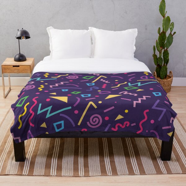 80s Purple Memphis Pattern Throw Blanket
