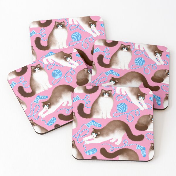 Item preview, Ragdoll Cats and Knitwork (Pink Background) designed and sold by illucalliart.