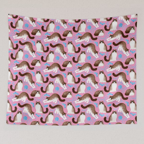 Item preview, Ragdoll Cats and Knitwork (Pink Background) designed and sold by illucalliart.