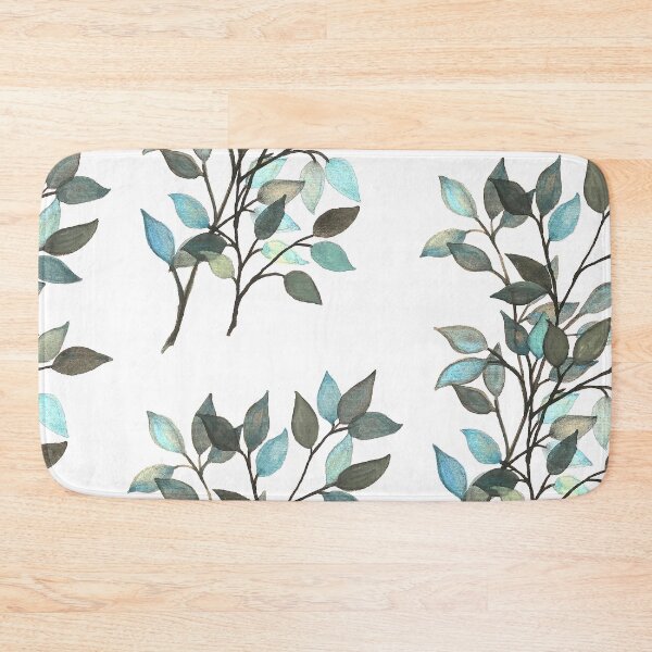 Item preview, Leaves branches II watercolor painting blue white  designed and sold by GittaG74.