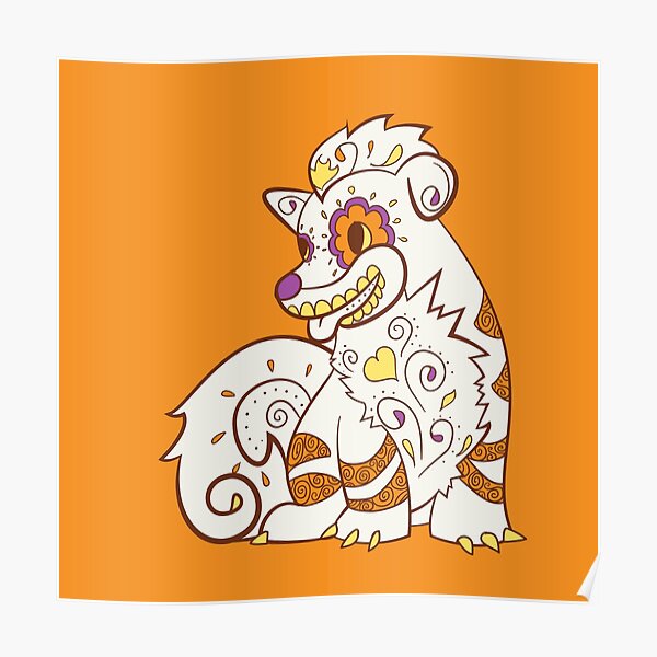 Growlithe Pokemuerto | Pokemon & Day of The Dead Mashup Poster