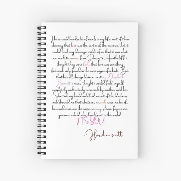 Hardin Scott's Letter to Tessa Spiral Notebook