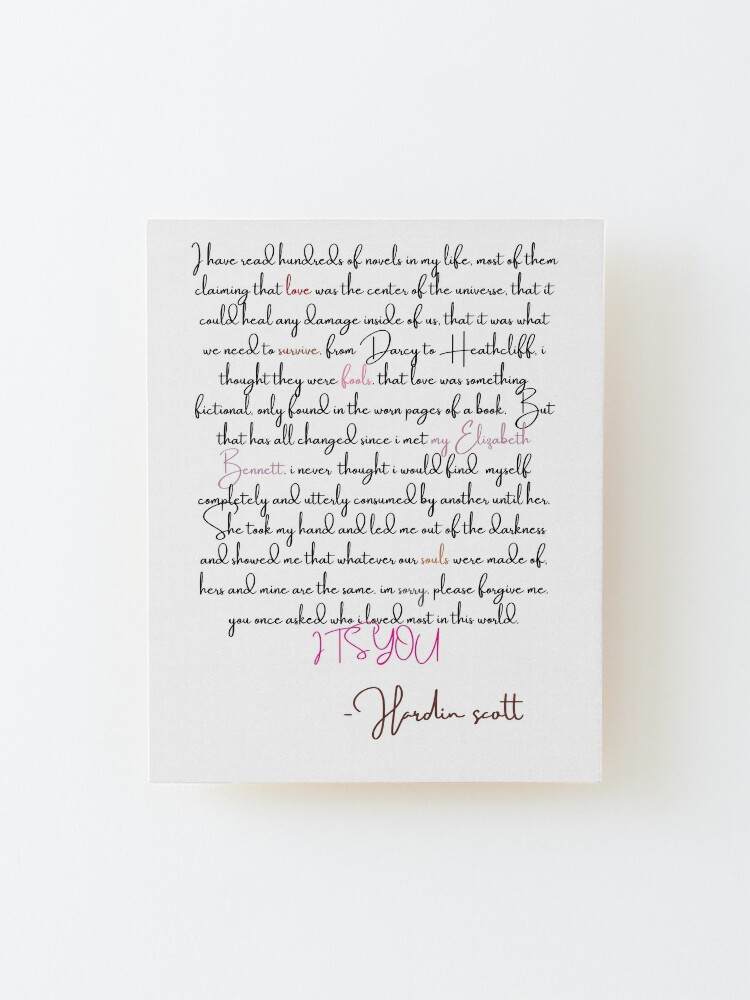 Impression Montee Lettre De Hardin Scott A Tessa Par Alanaf1 Redbubble