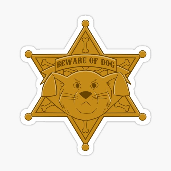 Western-Style "Beware of Dog" Sherriff Badge Sticker