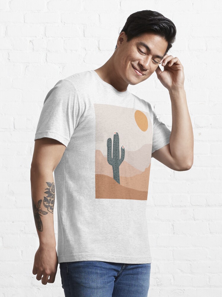 Mens Cactus Moon Tshirt Cute Desert Night Graphic Novelty Tee