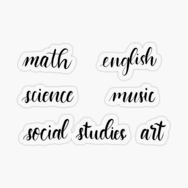 Item preview, Math, English, Science, Music, Art, Social Studies school subject calligraphy designed and sold by YitingZarts.