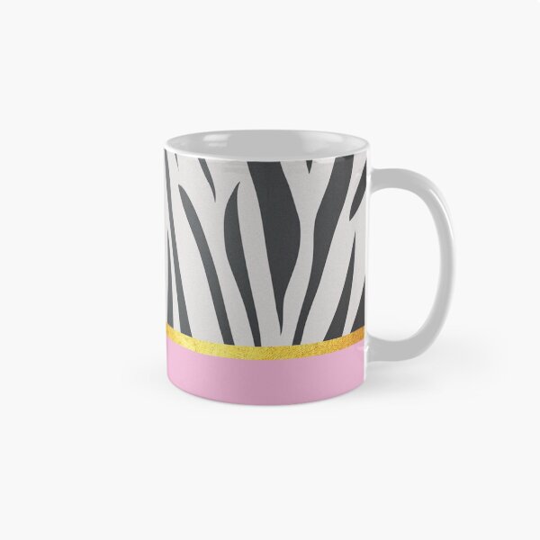 Item preview, Black and white zebra print on pink, golden lining designed and sold by ColorsHappiness.