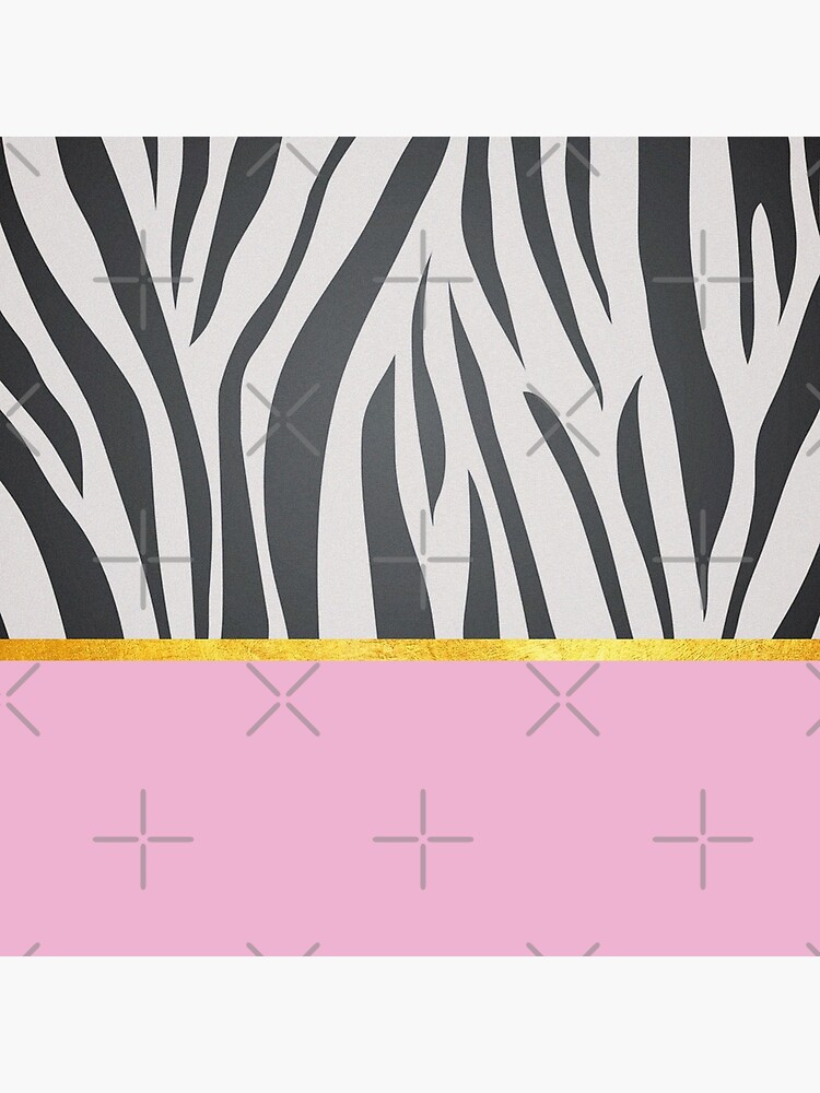 Black and white zebra print on pink, golden lining by ColorsHappiness