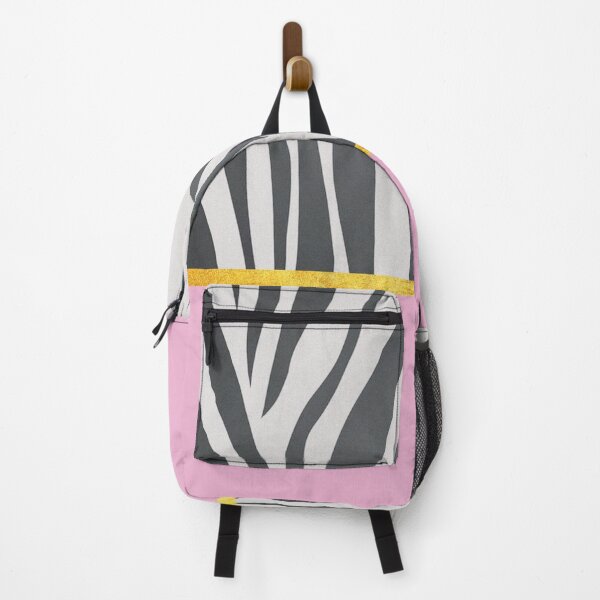 Item preview, Black and white zebra print on pink, golden lining designed and sold by ColorsHappiness.