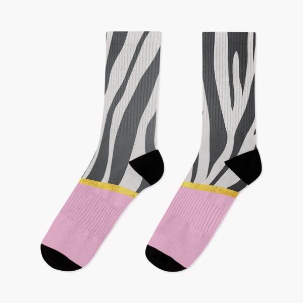 Item preview, Black and white zebra print on pink, golden lining designed and sold by ColorsHappiness.