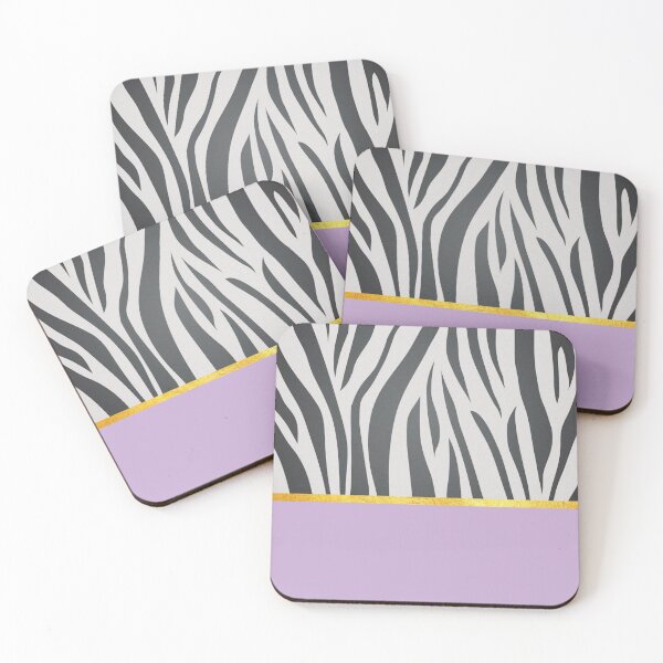 Item preview, Black and white zebra print on purple, golden lining designed and sold by ColorsHappiness.