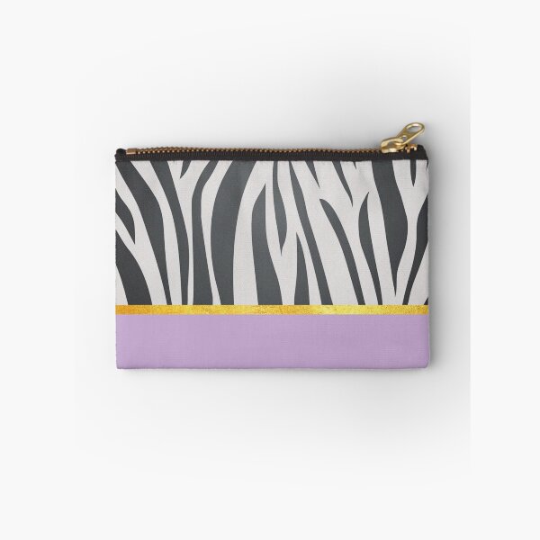 Item preview, Black and white zebra print on purple, golden lining designed and sold by ColorsHappiness.