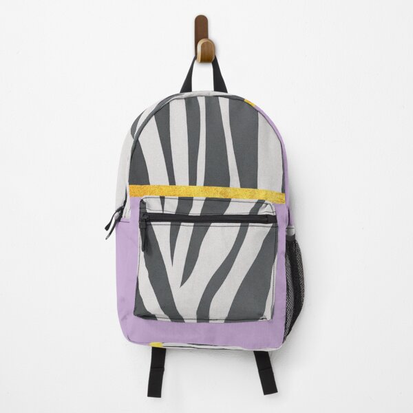 Item preview, Black and white zebra print on purple, golden lining designed and sold by ColorsHappiness.