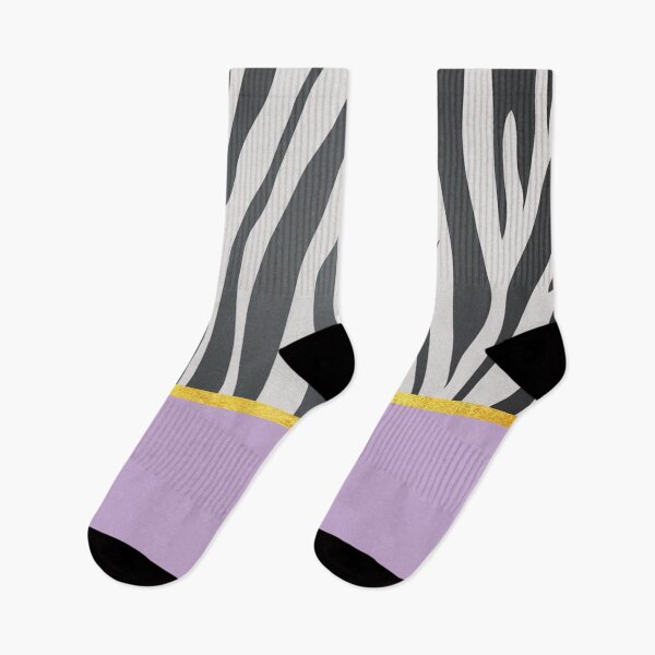 Item preview, Black and white zebra print on purple, golden lining designed and sold by ColorsHappiness.