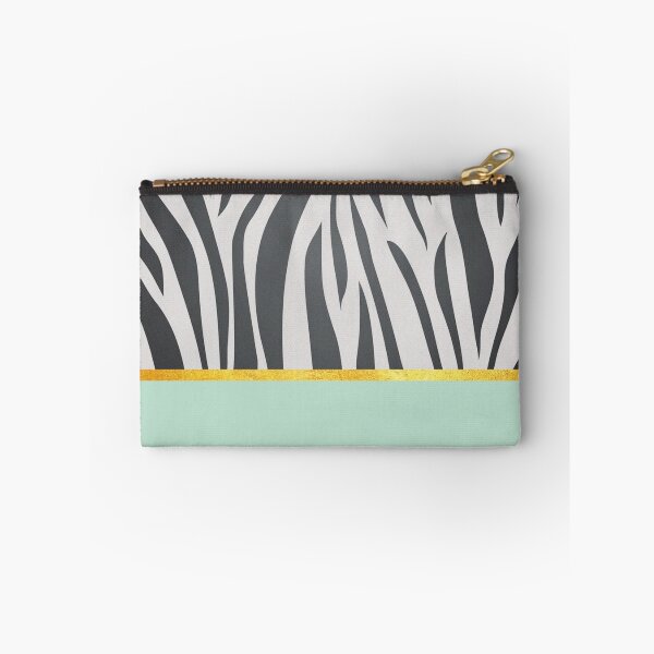 Item preview, Black and white zebra print on green, golden lining designed and sold by ColorsHappiness.