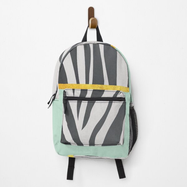 Item preview, Black and white zebra print on green, golden lining designed and sold by ColorsHappiness.