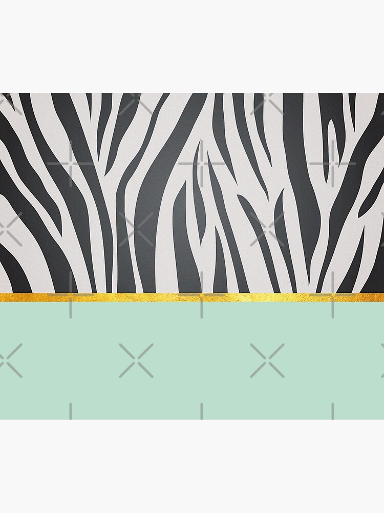 Black and white zebra print on green, golden lining by ColorsHappiness