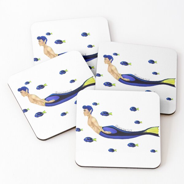 Item preview, surgeonfish merman with friends designed and sold by Artsyntry.