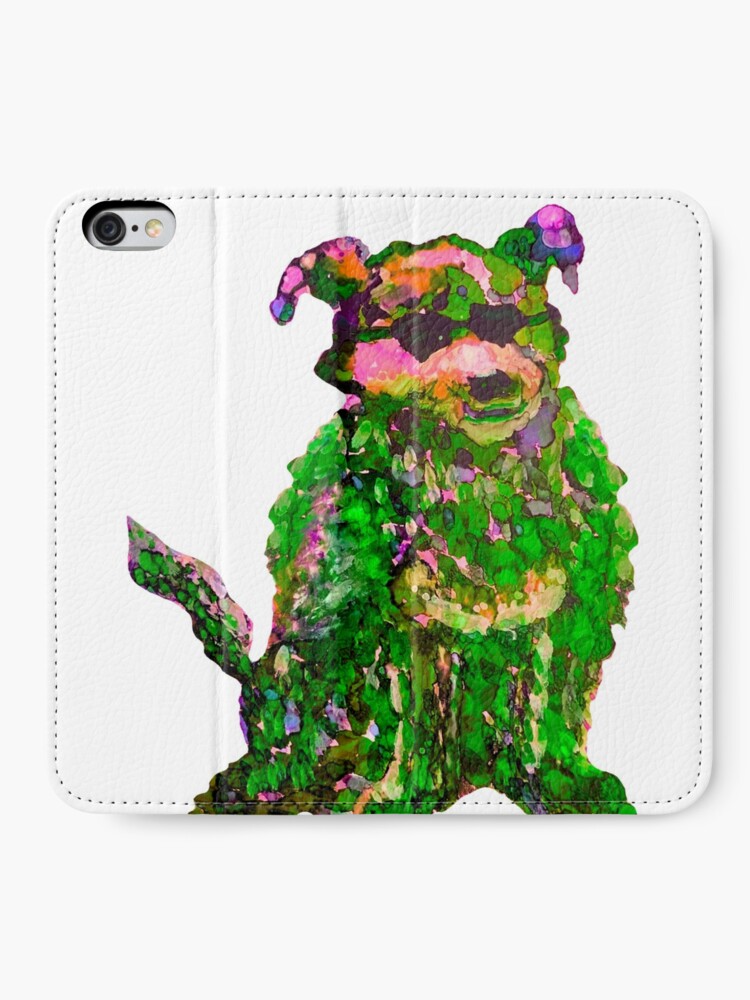 Alternate view of Cool Dog Green Abstract iPhone Wallet