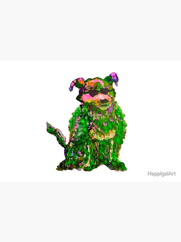 Cool Dog Green Abstract by HappigalArt