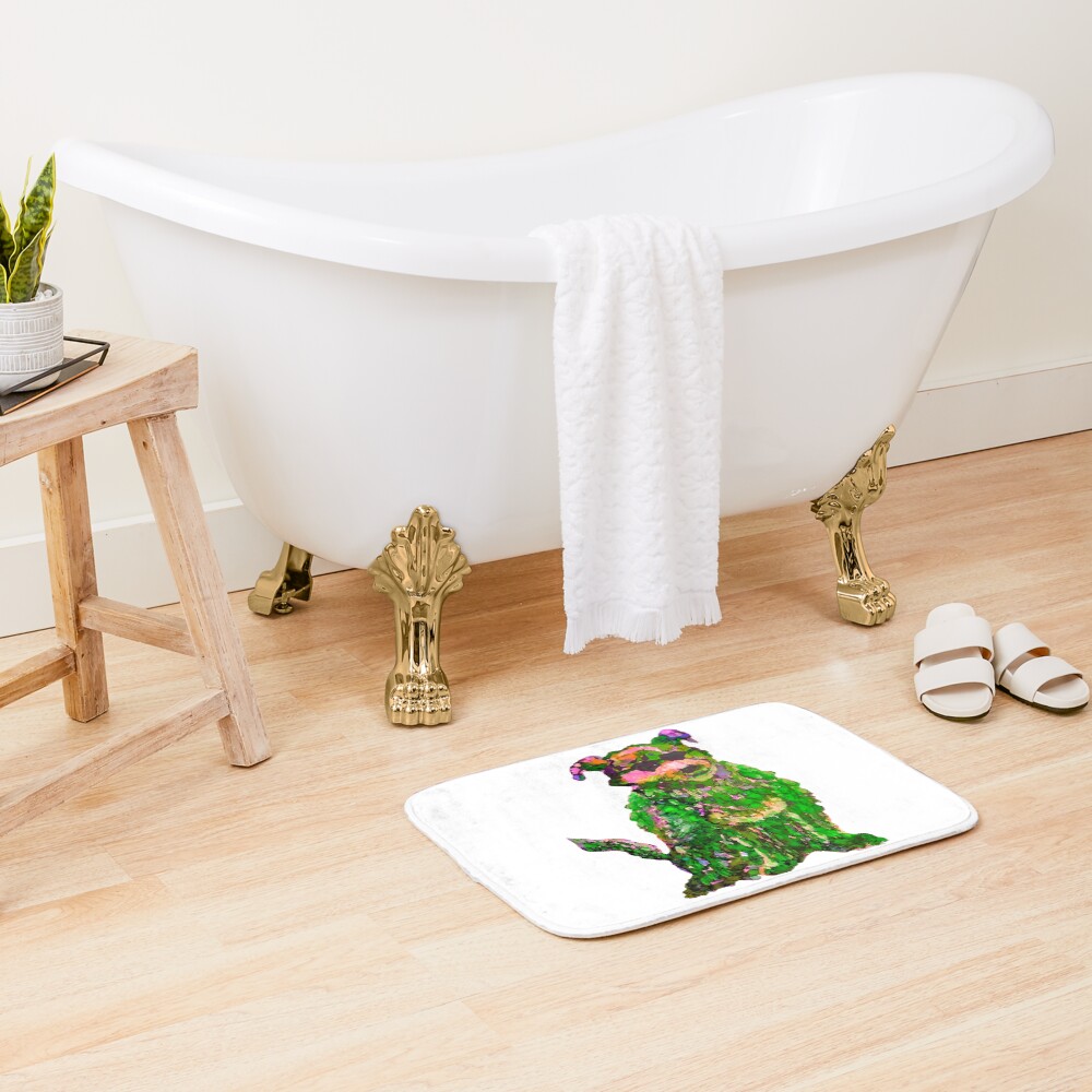Cool Dog Green Abstract Bath Mat