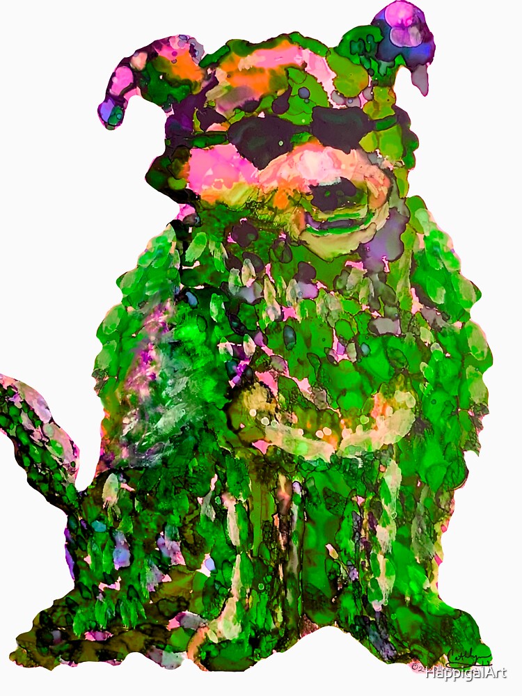Cool Dog Green Abstract by HappigalArt