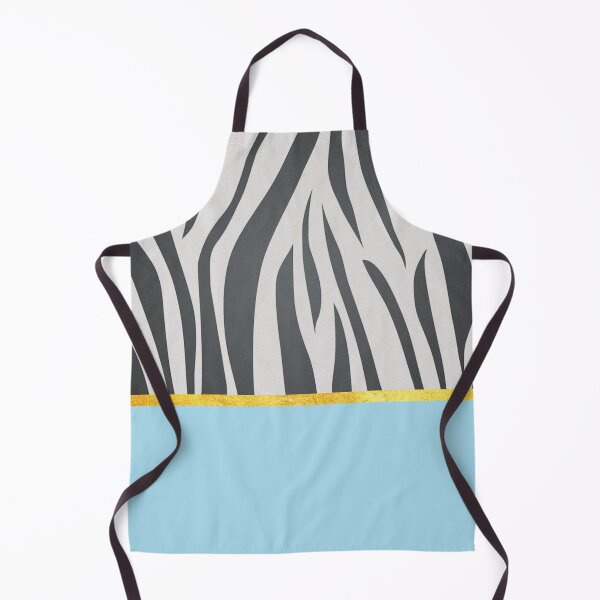 Item preview, Black and white zebra print on blue, golden lining designed and sold by ColorsHappiness.