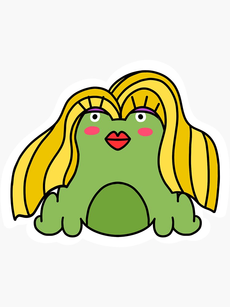 Funny Frog in a Wig Sticker Sticker