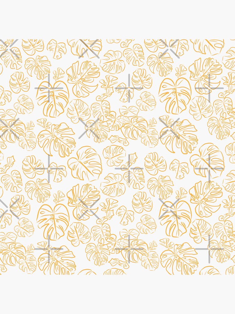 Thumbnail 3 of 3, Sticker, Monstera Jungle Leaves Marigold Yellow & Rust palette_vector drawing  designed and sold by ebozzastudio.
