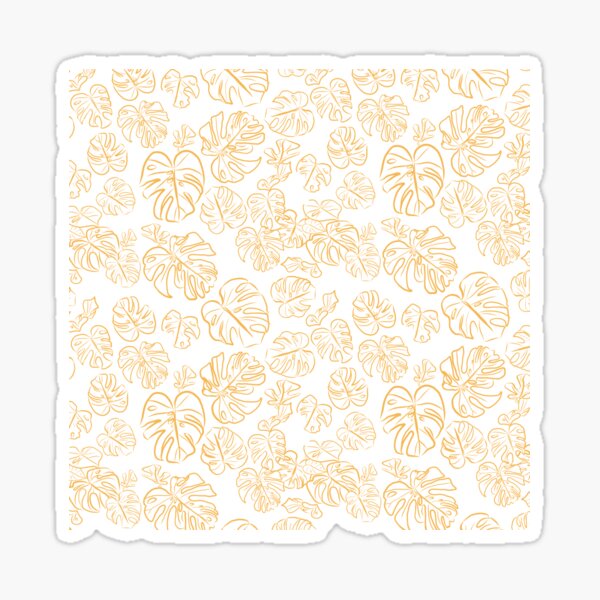 Monstera Jungle Leaves Marigold Yellow & Rust palette_vector drawing Sticker
