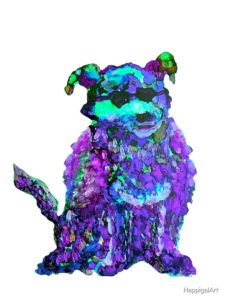 Cool Dog Purple Abstract by HappigalArt