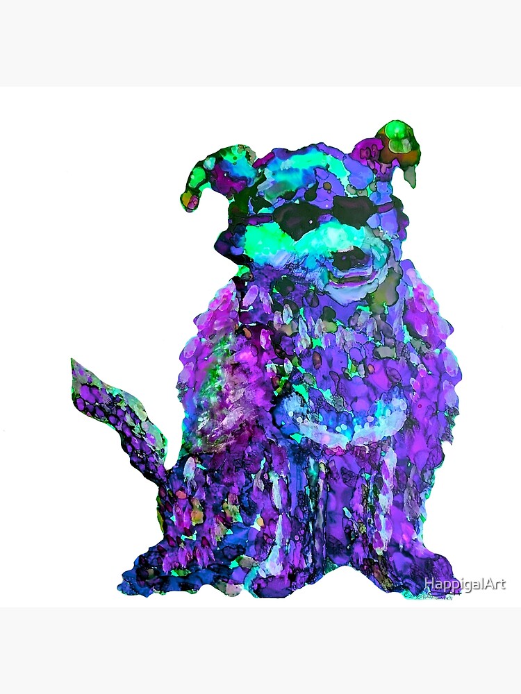 Cool Dog Purple Abstract by HappigalArt