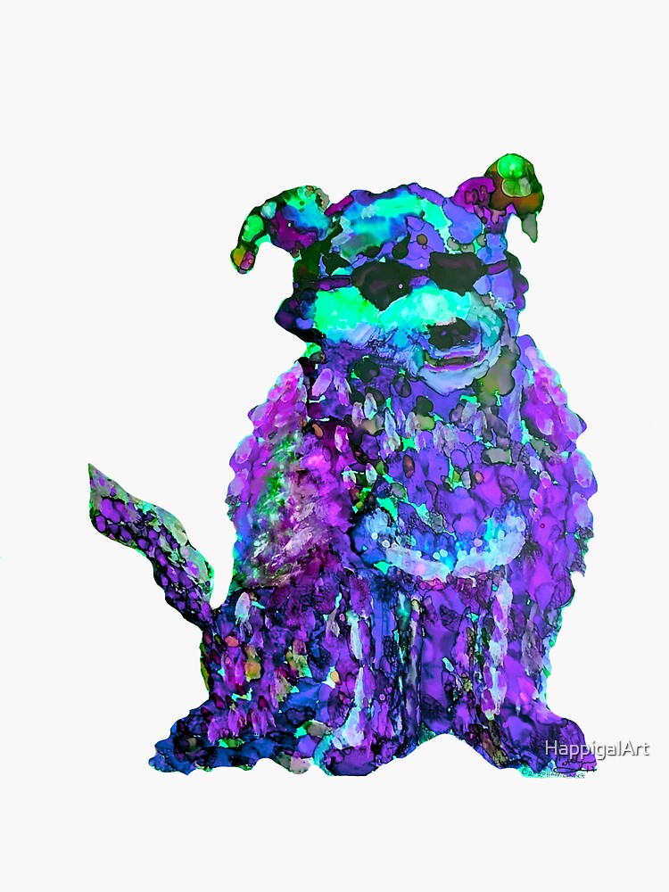 Cool Dog Purple Abstract  by HappigalArt